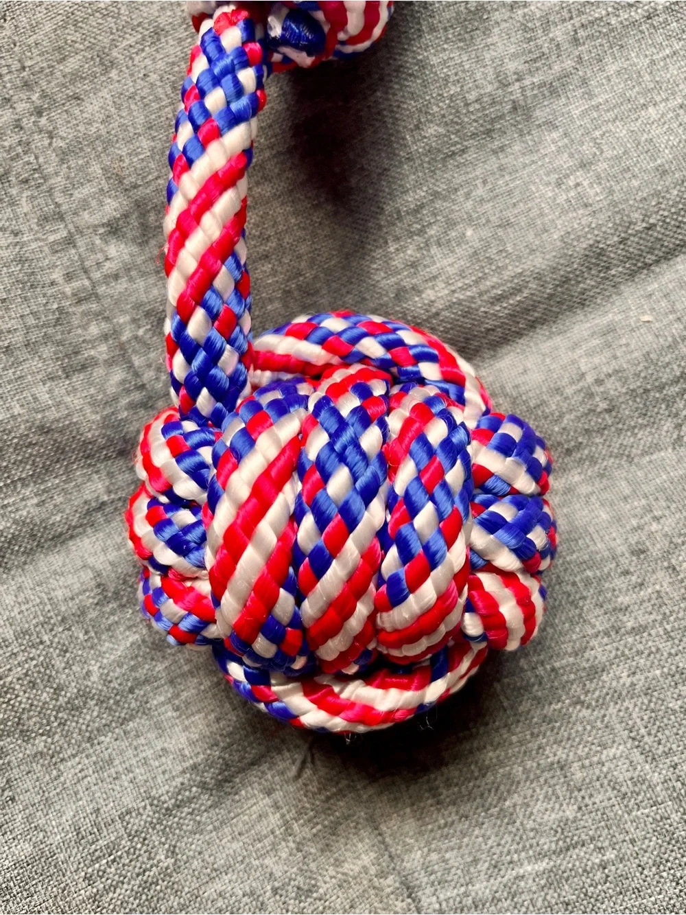 Handcrafted in the US: Patriotic Monkey’s Fist Dog Toy – Heavy Duty & Durable